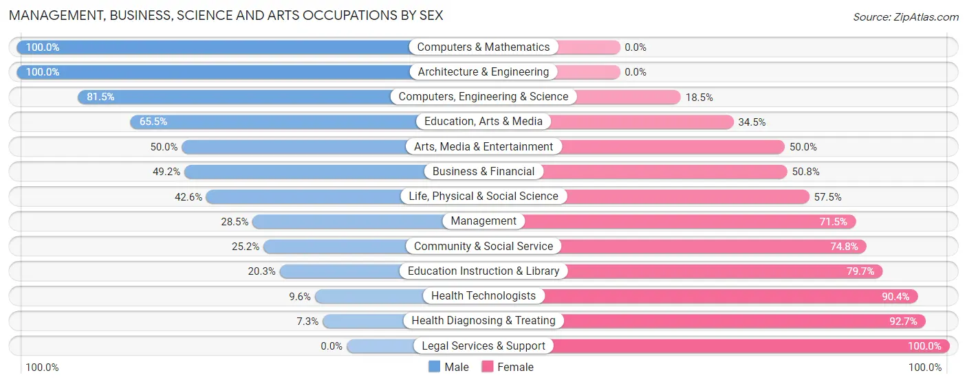 Management, Business, Science and Arts Occupations by Sex in Zip Code 07737