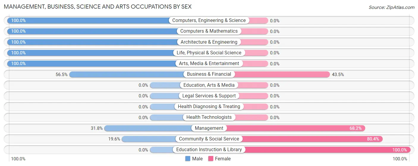 Management, Business, Science and Arts Occupations by Sex in Zip Code 07822