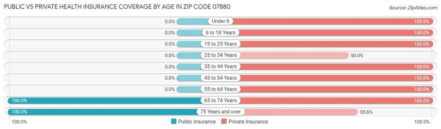 Public vs Private Health Insurance Coverage by Age in Zip Code 07880