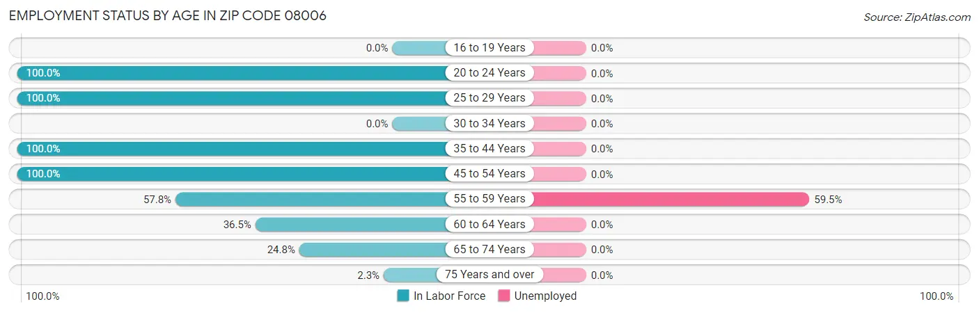 Employment Status by Age in Zip Code 08006