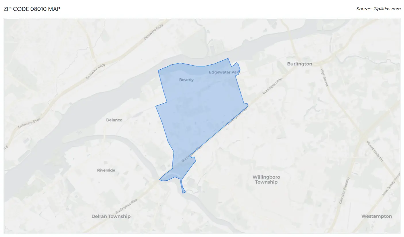 Zip Code 08010 Map