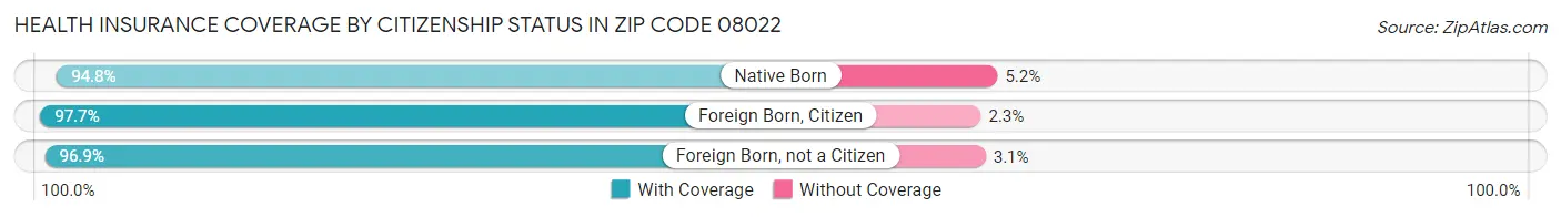 Health Insurance Coverage by Citizenship Status in Zip Code 08022