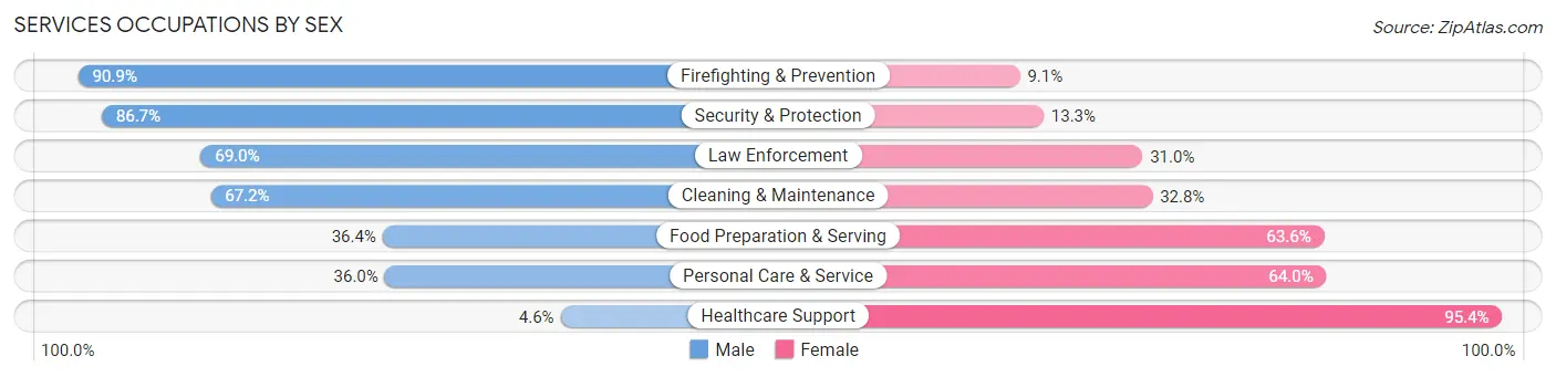 Services Occupations by Sex in Zip Code 08028