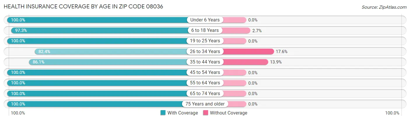Health Insurance Coverage by Age in Zip Code 08036