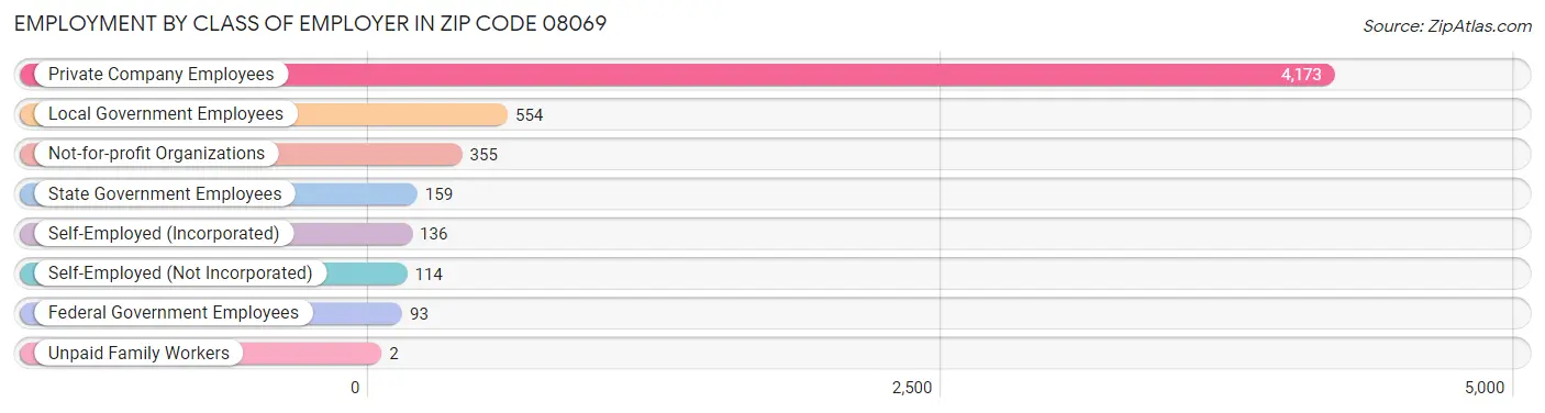 Employment by Class of Employer in Zip Code 08069