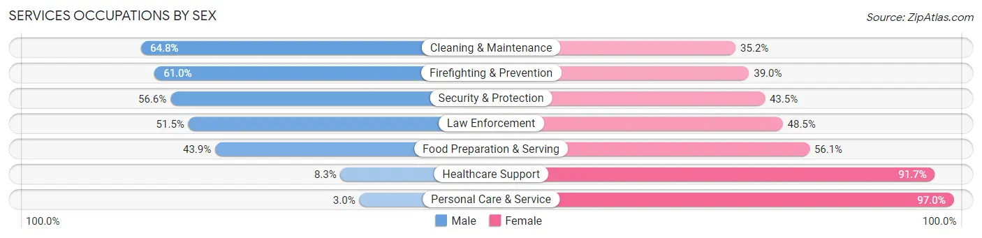 Services Occupations by Sex in Zip Code 08070