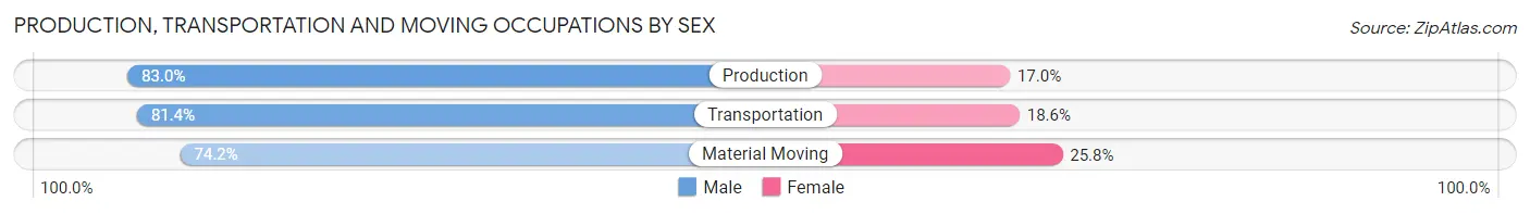 Production, Transportation and Moving Occupations by Sex in Zip Code 08075