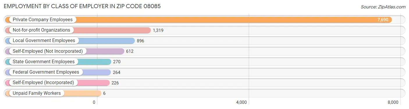 Employment by Class of Employer in Zip Code 08085