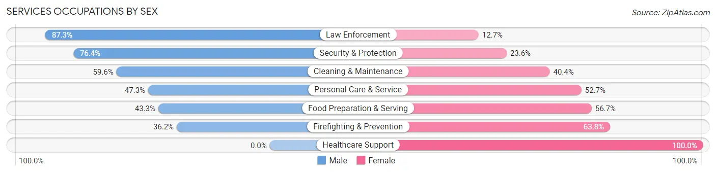 Services Occupations by Sex in Zip Code 08085