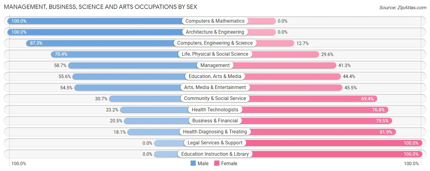 Management, Business, Science and Arts Occupations by Sex in Zip Code 08089