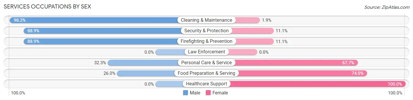Services Occupations by Sex in Zip Code 08089