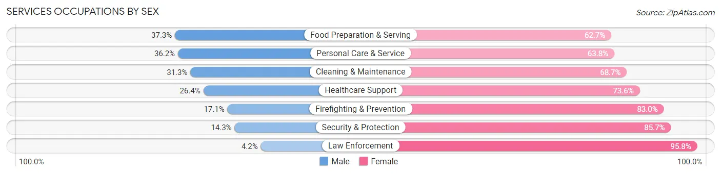 Services Occupations by Sex in Zip Code 08104