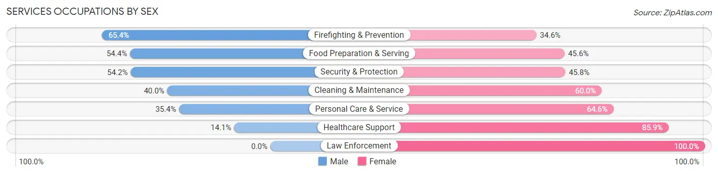 Services Occupations by Sex in Zip Code 08105