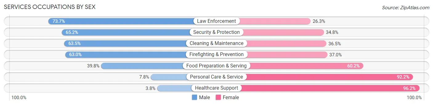 Services Occupations by Sex in Zip Code 08110