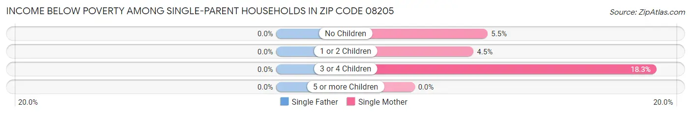 Income Below Poverty Among Single-Parent Households in Zip Code 08205