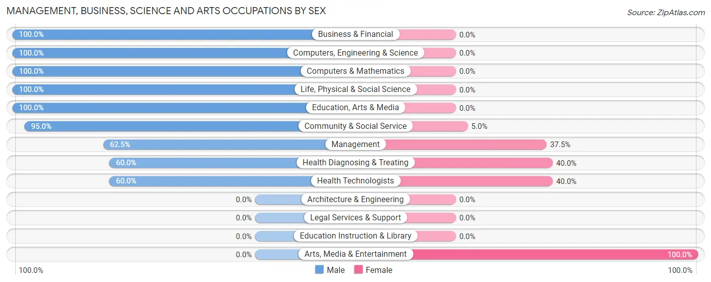 Management, Business, Science and Arts Occupations by Sex in Zip Code 08212