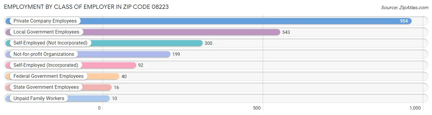 Employment by Class of Employer in Zip Code 08223