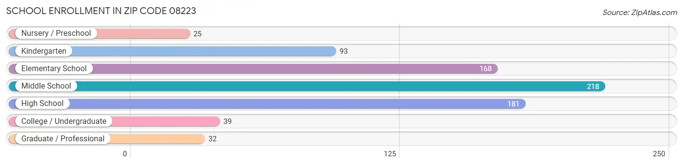 School Enrollment in Zip Code 08223