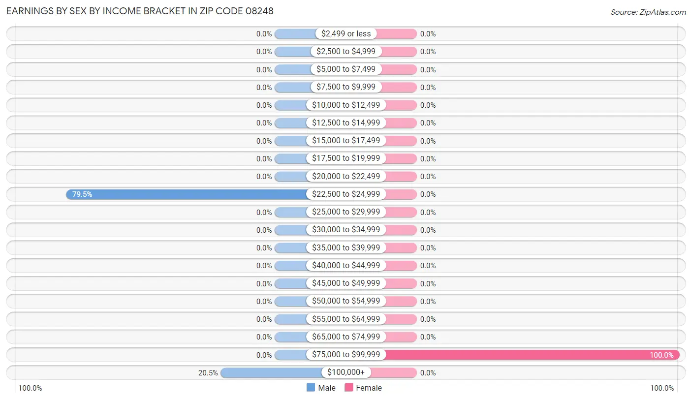 Earnings by Sex by Income Bracket in Zip Code 08248