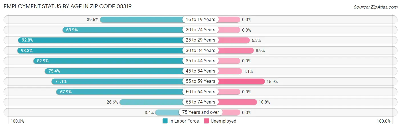 Employment Status by Age in Zip Code 08319