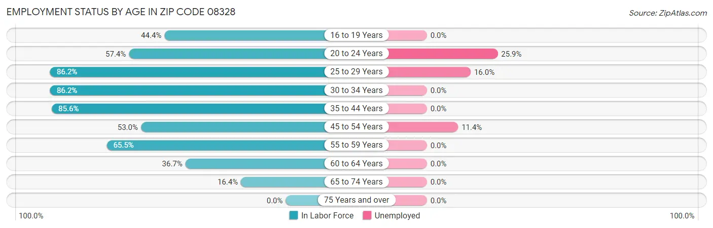 Employment Status by Age in Zip Code 08328