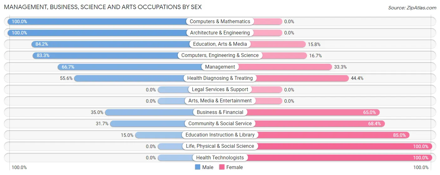 Management, Business, Science and Arts Occupations by Sex in Zip Code 08511