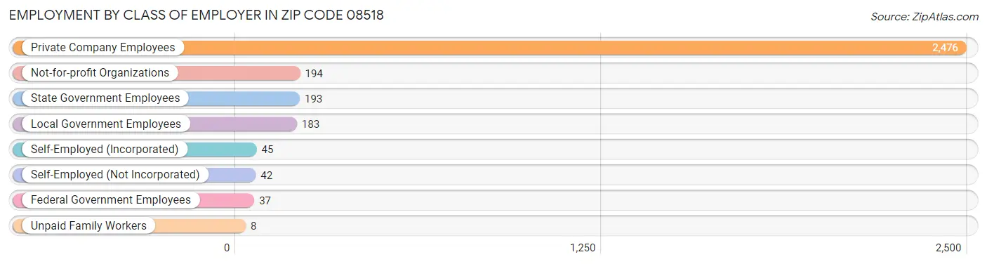 Employment by Class of Employer in Zip Code 08518