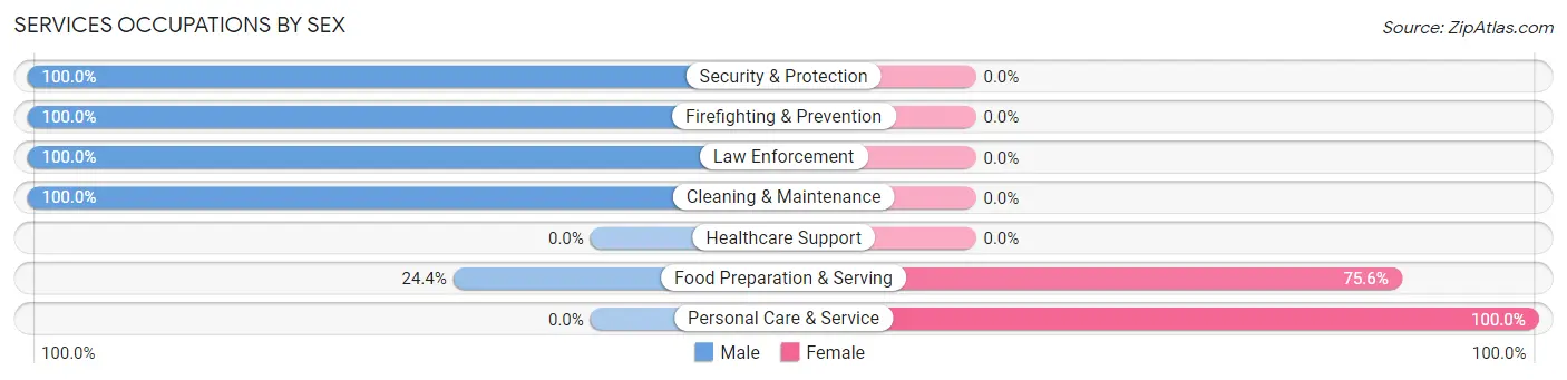 Services Occupations by Sex in Zip Code 08730