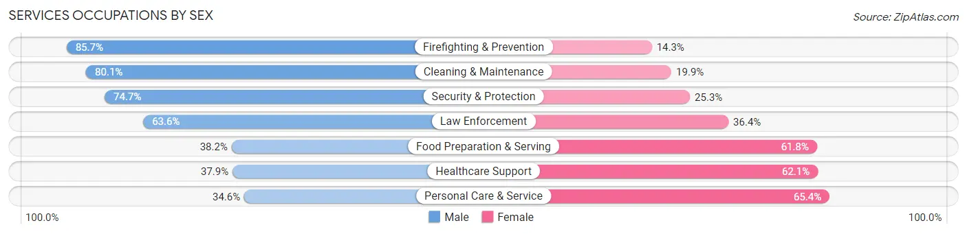 Services Occupations by Sex in Zip Code 08731