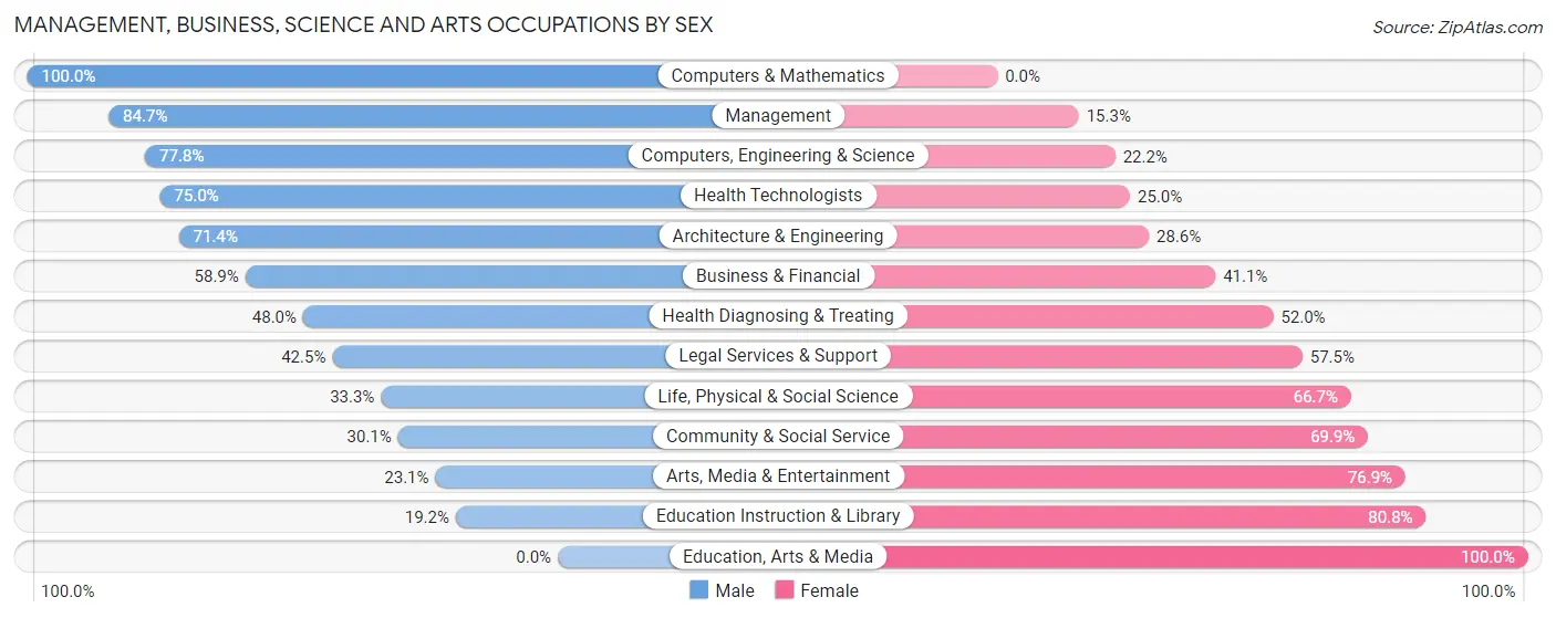 Management, Business, Science and Arts Occupations by Sex in Zip Code 08738