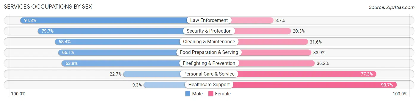 Services Occupations by Sex in Zip Code 08742