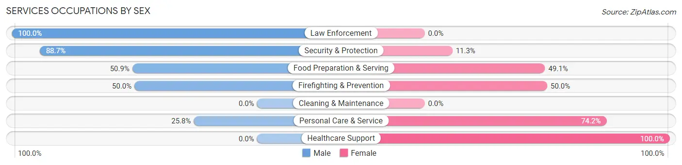 Services Occupations by Sex in Zip Code 08751