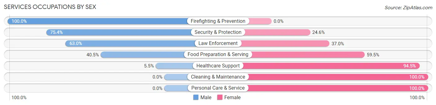 Services Occupations by Sex in Zip Code 08801