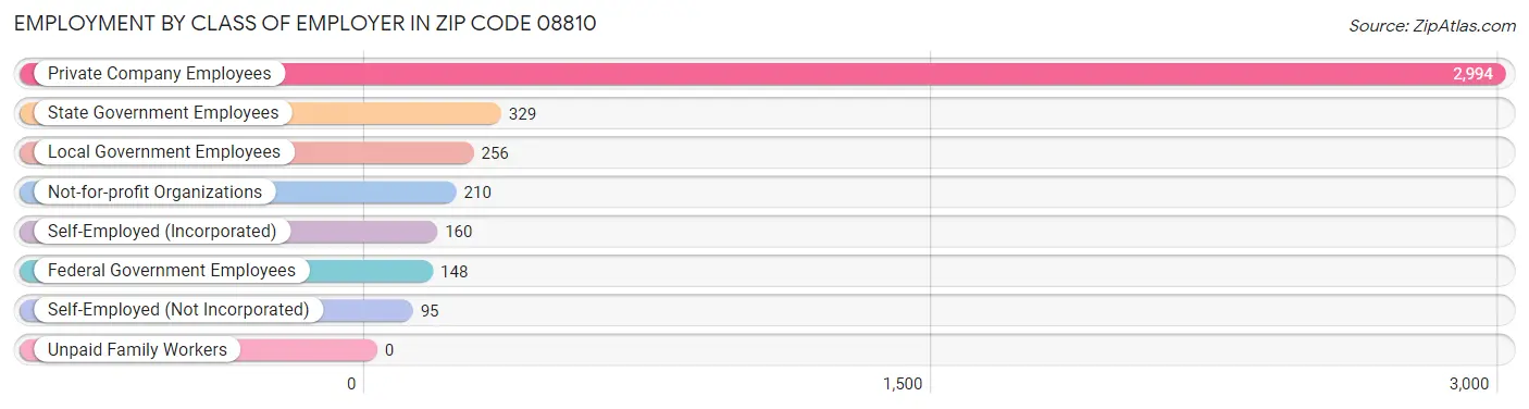 Employment by Class of Employer in Zip Code 08810