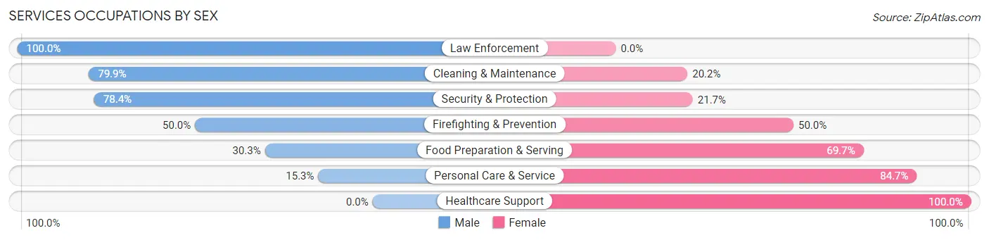 Services Occupations by Sex in Zip Code 08812