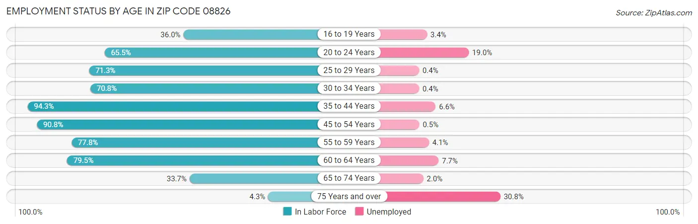 Employment Status by Age in Zip Code 08826