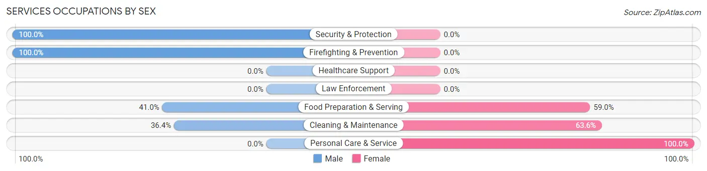 Services Occupations by Sex in Zip Code 08832