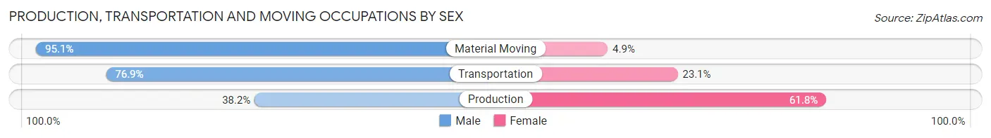 Production, Transportation and Moving Occupations by Sex in Zip Code 08848