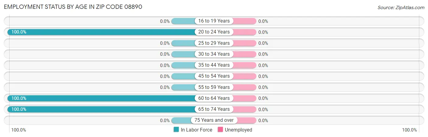 Employment Status by Age in Zip Code 08890