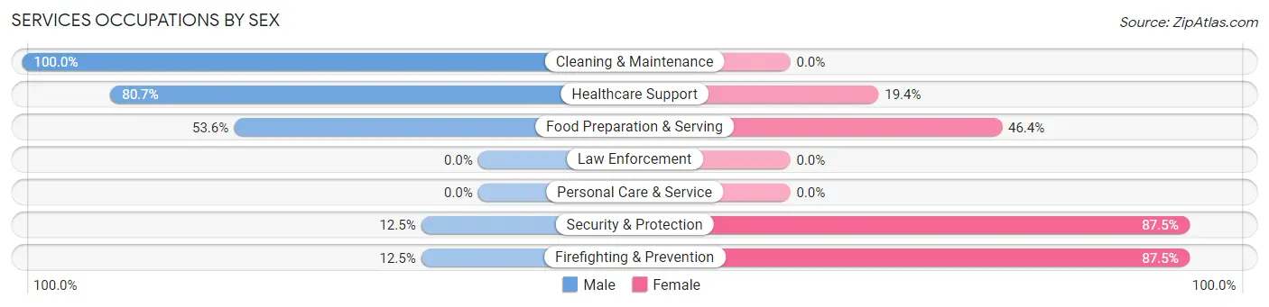Services Occupations by Sex in Zip Code 10004