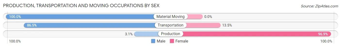 Production, Transportation and Moving Occupations by Sex in Zip Code 10012