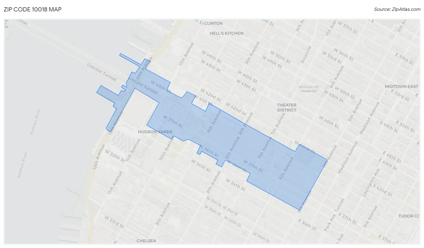 Zip Code 10018 Map