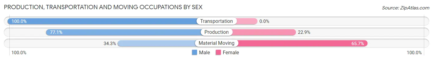 Production, Transportation and Moving Occupations by Sex in Zip Code 10025