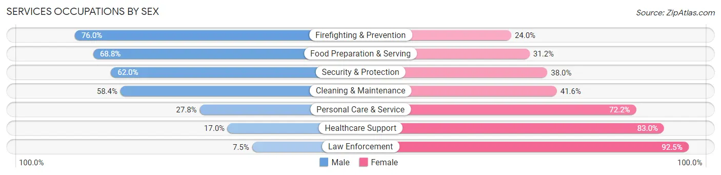 Services Occupations by Sex in Zip Code 10030
