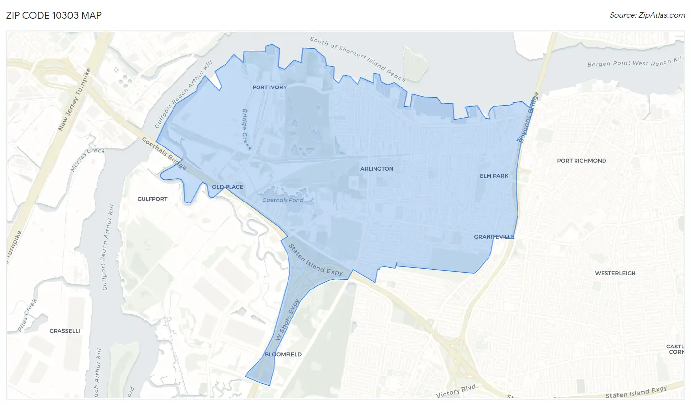 Zip Code 10303 Map