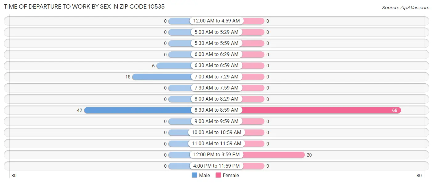 Time of Departure to Work by Sex in Zip Code 10535