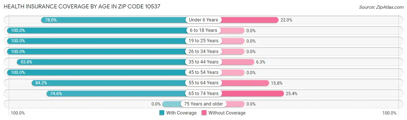 Health Insurance Coverage by Age in Zip Code 10537