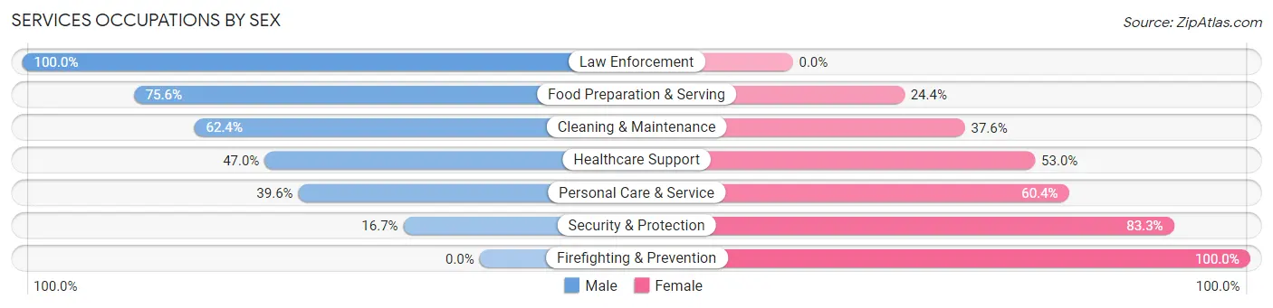 Services Occupations by Sex in Zip Code 10549