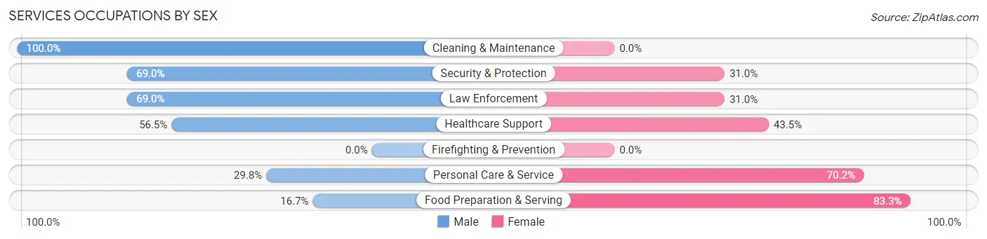 Services Occupations by Sex in Zip Code 10560