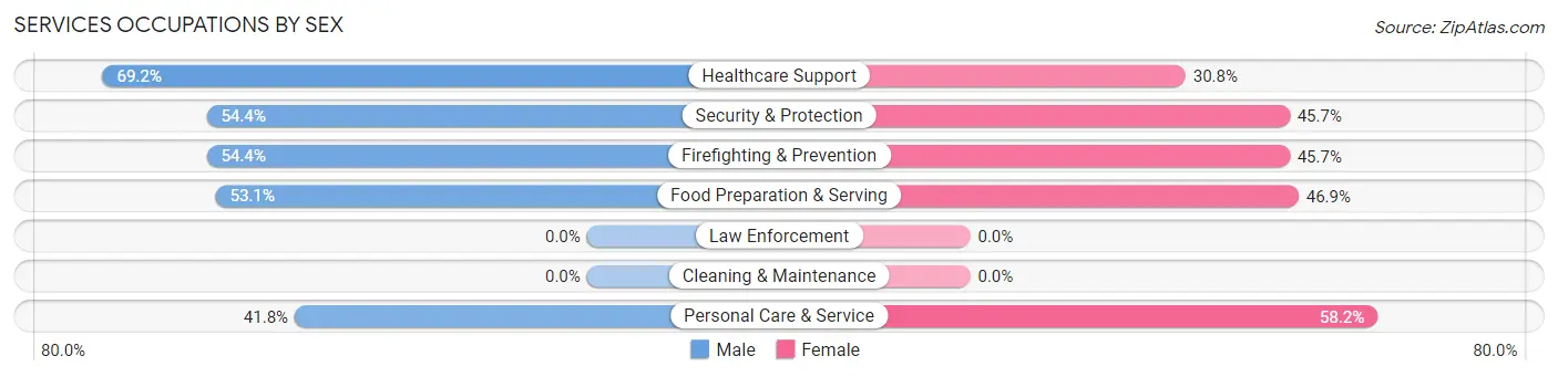 Services Occupations by Sex in Zip Code 10577